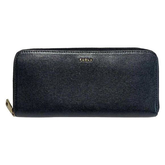 Auth FURLA Babylone - Dark Navy Leather Long Wallet - Picture 1 of 5